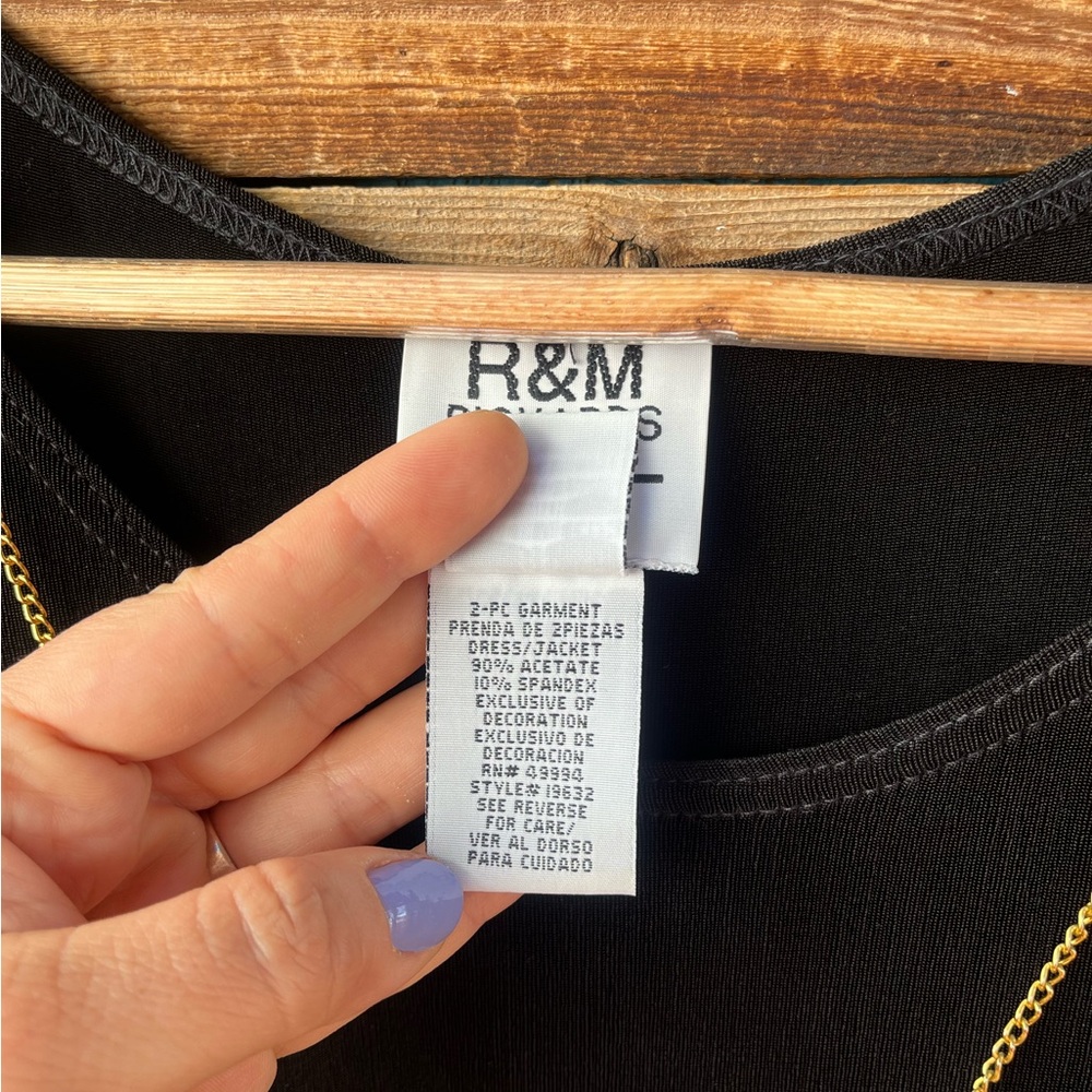 VINTAGE | R&M Richards By Karen Kwong Black Maxi Dress W/ Gold Floral Jacket 8P - Picture 10 of 11